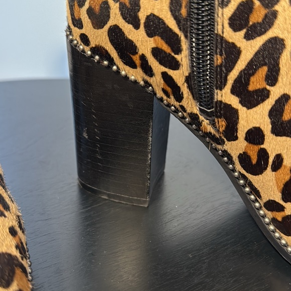 Coach Drea Bead Chain Leopord Print Genuine Calf Hair Leather Booties - Picture 4 of 13